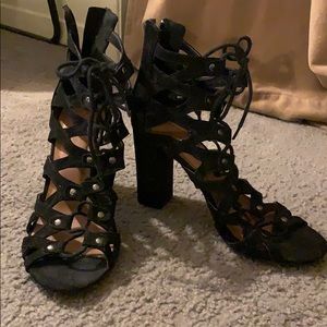 Black lace up heels